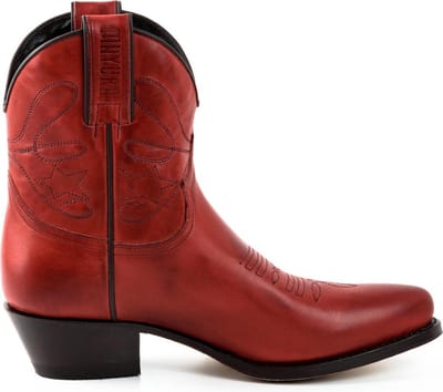 Mayura Boots 2374 Rood/ Dames Cowboy fashion Enkellaars Spitse Neus Western Hak Echt Leer Maat EU 37