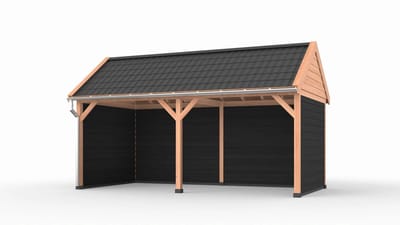 Douglas overkapping zadeldak, 600 x 300, met achterwand en twee zijwanden, Westwood Ruiter Basic