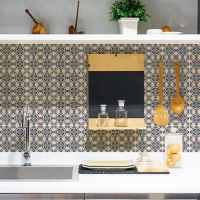 Zelfklevende tegelmuurstickers voor keuken en badkamer - 9 Adelia Azulejo tegelstickers - 9 stickers 20x20cm