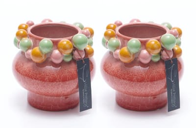 Vaas - Villa Pottery - Woondecoratie - Decoratie - Voorjaar - Porselein - Waterdicht - Piccadilly 2 Framboise , 2 stuks