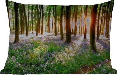 Buitenkussens - Tuin - Bos - Bloemen - Lavendel - Zon - Paars - Natuur - 50x30 cm