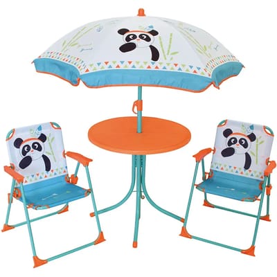 Tafel + 2 stoelen + kinderparasol Jemini Indian Panda