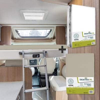 Dexitex hefbed 1 x Molton & 1 x Hoeslaken Zandkleur / Geschikt voor Camper