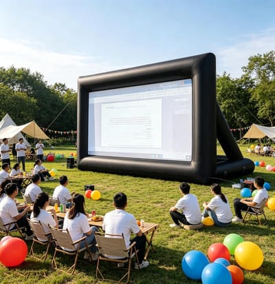 Opblaasbaar Projectiescherm - Groot Filmscherm - Buitenfilm Avond - Snel Opgeblazen - 24ft - Wit
