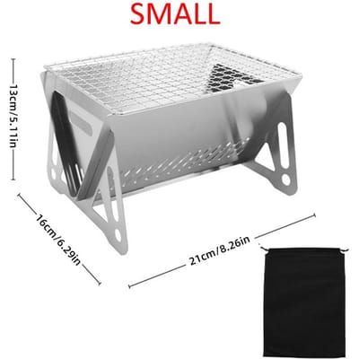 Draagbare Opvouwbare Barbecue Grill Verwarmingskachels Multifunctioneel Camping BBQ Grillrek Net Houtkachel Roestvrijstalen BBQ Grill gray
