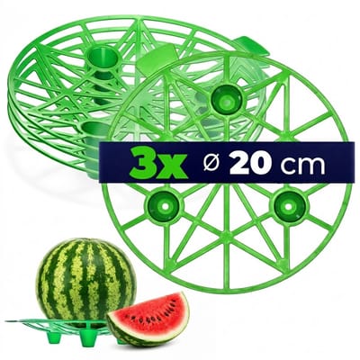 KADAX meloensteun Ø 20 cm, set van 3 stuks, fruitstandaard van kunststof, steun voor watermeloen, pompoen & meloen, pompoensteun, meloenhouder voor in de tuin