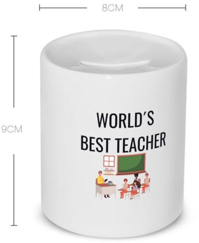 Akyol - worlds best teacher Spaarpot - Docent - cadeau docent - cadeau - juf bedankt cadeau - meester bedankt cadeau - leerkracht bedankt cadeau - cadeau - 350 ML inhoud
