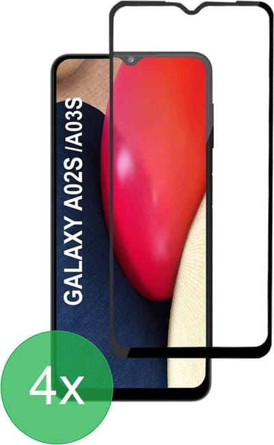 Screenprotector Geschikt voor: Samsung Galaxy A02s / A03s Full 4x - screen protector - volledige glas - bescherming - beschermglas - ZT Accessoires