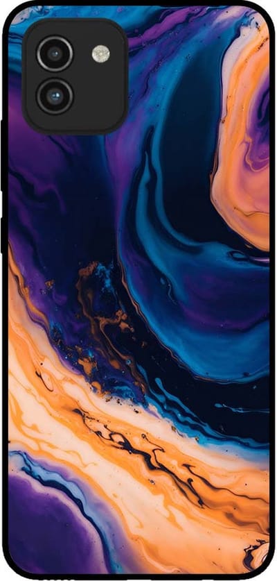 Smartphonica Telefoonhoesje voor Samsung Galaxy A03 marmer look - backcover marmer hoesje - Blauw geschikt voor Samsung Galaxy A03