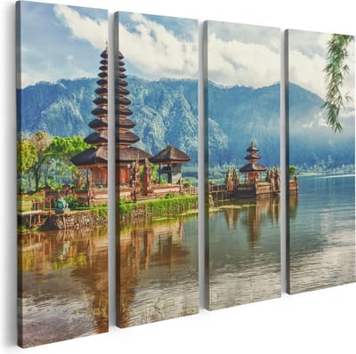 Artaza Canvas Schilderij Vierluik Pura Tempel in Bali op het meer Beratan - 80x60 - Foto Op Canvas - Canvas Print