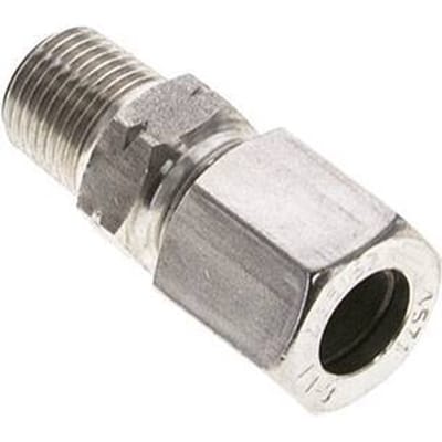 1/8'' NPT Buitendraad x 8LL RVS Rechte Snijring Koppeling 100 Bar DIN 2353 - FL2S-MC-ST-018N-08-LL