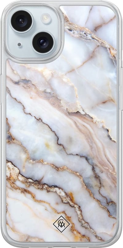 Casimoda® hoesje - Geschikt voor iPhone 13 - Marble Dream - 2-in-1 case - Schokbestendig - Marble design - Verhoogde randen - Grijs, Transparant