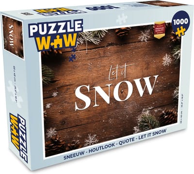 Puzzel Sneeuw - Houtlook - Quote - Let it snow - Legpuzzel - Puzzel 1000 stukjes volwassenen