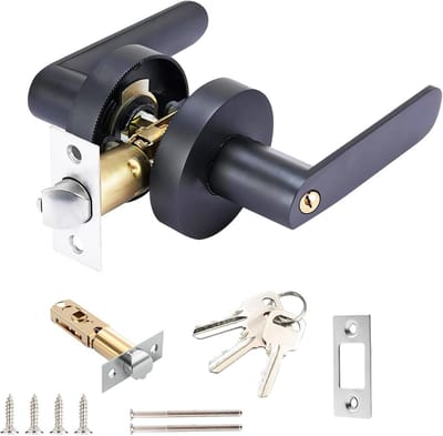 SnelShoppen - Qrity Deurhendel Slot, Aluminium Legering Deurhendel voor Slaapkamer, Kledingkast, Opslag en Kantoor, Zwart, 50-62mm, Verstelbare Latch
