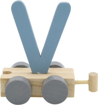 Lettertrein V blauw | * totale trein pas vanaf 3, diverse, wagonnetjes bestellen aub