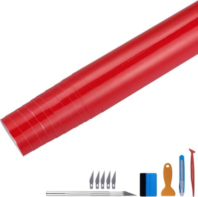 Hoogglans Zelfklevende Vinyl Film voor Luchtventilatie en Buitengebruik (Rood, 30 cm x 300 cm)