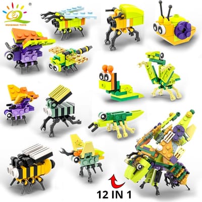12-in-1 Moc Insect Bouwstenen Set Vlieg Bij Constructie Stenen Kinder Puzzel Assembleren Speelgoed voor Kinderen no box