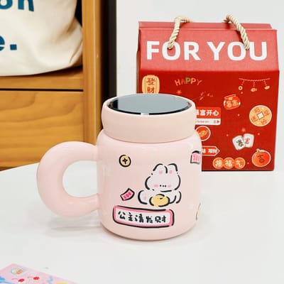 Tasse en céramique Chat Cartoon Daji Dali Tasse à eau avec couvercle Maison Bureau Tasse à petit-déjeuner Souvenir Tasse couple 400