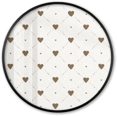 Poster in lijst Rond - Fotolijst 60x60 cm - Posters - Hartjes - Patroon - Raster - Klassiek - Ronde posterlijst zwart - Decoratie - Wanddecoratie woonkamer - Muurdecoratie slaapkamer