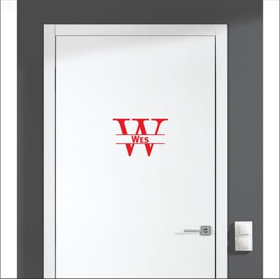 Deursticker Met Naam -  Wes - Rood