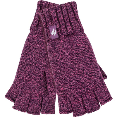 Heat Holders - Solide gebreide vingerloze dameshandschoenen - Paarse Draai