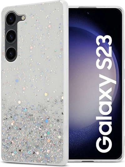 Cadorabo Hoesje geschikt voor Samsung Galaxy S23 in Transparant met Glitter - Beschermhoes van flexibel TPU silicone met fonkelende glitters Case Cover Etui