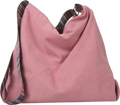 Dames Schoudertas - Corduroy - Grote Boodschappentas - Past 15.4 inch laptop - Met rits - Diefstalwerend - Handig voor werk, kantoor, school & reizen - Roze - Lichtgewicht & stijlvol dagelijks gebruik
