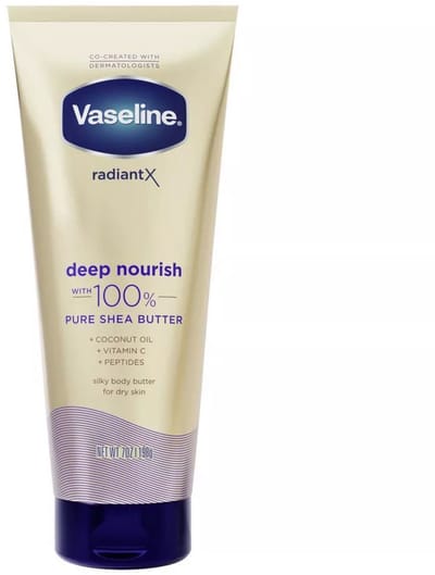 Vaseline Radiant X Deep Nourish 100% Pure Shea Body Butter voor de droge huid - 222ML