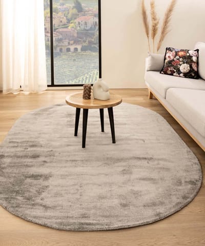 Viscose vloerkleed ovaal - Glamour zilver 120x180