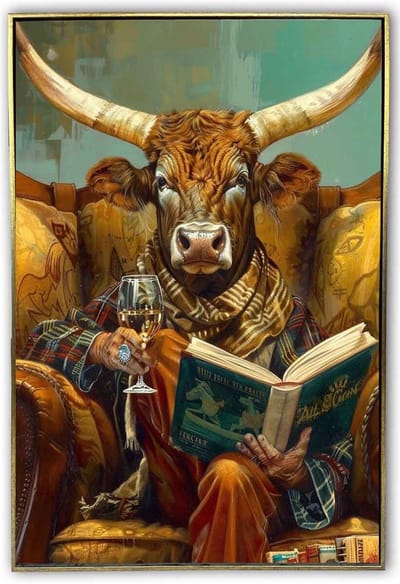 Schilderij bull book 60x90cm