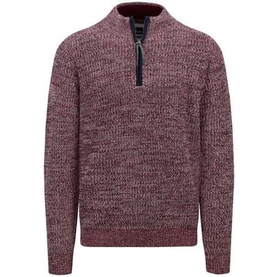 Fynch-Hatton Trui Knit Troyer Zip Mouliné Ruby Red / male