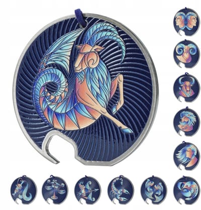 KADAX Zodiak Flesopener, bieropener van roestvrij staal, sterrenbeeldflesopener, met één hand opener met gat, ronde flesopener voor huis, feest, bar, soda, bruiloft (steenbok)