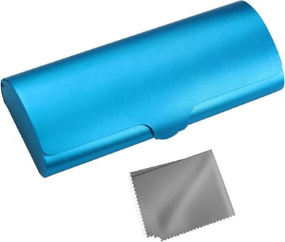 Lightweight Metal Aluminum Hard Shell Glasses Case with Microfiber Cleaning Cloth for Sunglasses and Reading Glasses, Suitable for Women and Men
