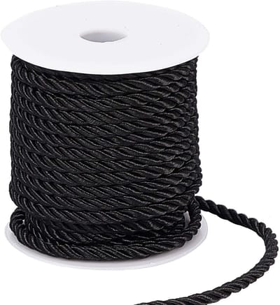 Dailygoody - Zwart Gevlochten Koord - Decoratief Touw - 18 Meter - 5 mm - Knutselen - Kostuum Versiering - Interieurdecoratie