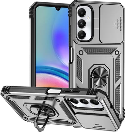Coverup Hoesje - Geschikt voor Samsung Galaxy A05s Hoesje - Coverup Armor Ring Kickstand Back Cover met Camera Shield - Grijs