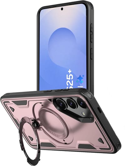 Hoesje Geschikt voor Samsung Galaxy S25 Plus - Armor hoes met Ringhouder - Arara backcover - Rosegoud