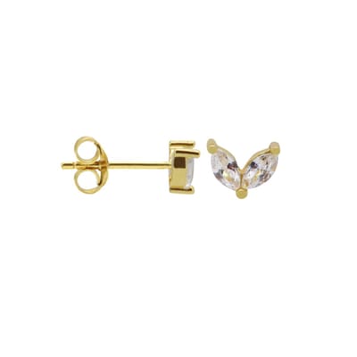 Karma Oorknoppen symbol double leaves goud Crystal