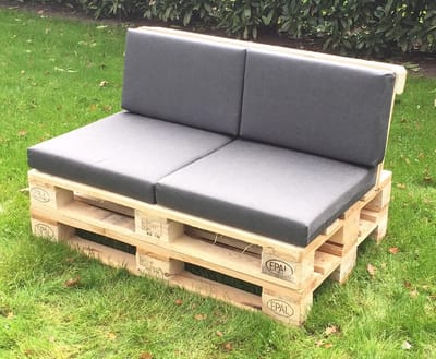 Tex Style Palletkussens set - Strak zit 60 cm x 60 cm x 8 cm - Strak rug 60 cm x 40 cm - Olefin - Zwart gemeleerd 8514.