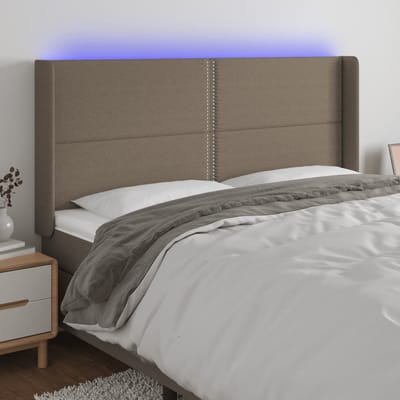 vidaXL - Hoofdbord - LED - 203x16x118/128 - cm - stof - taupe