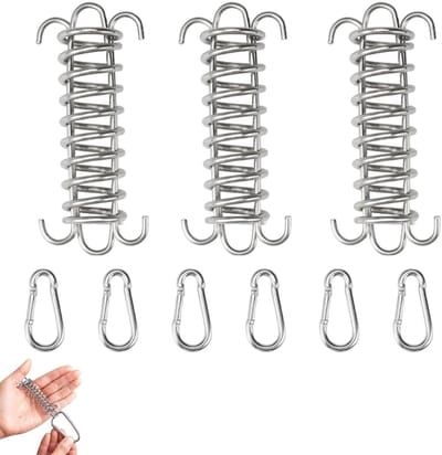Dailygoods- Spanband met 6 Haken - Bevestigingsset Zonnezeil - Trekveer - Dubbele Gesp - Roestvrij Staal - Herbruikbaar - Spanveer