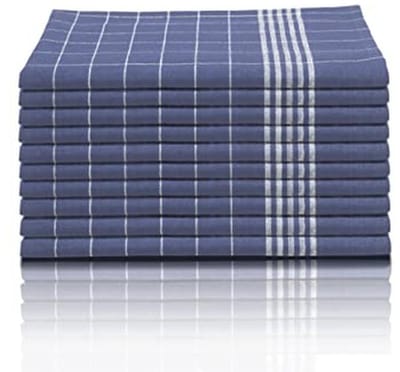 10-delige set theedoeken 50x70 cm | 100% katoen | Blauw geruit | Oeko-Tex gecertificeerd