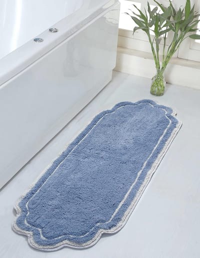 Grote Badmat 100% Katoen - Extra Zacht Absorberend Antislip Badtapijt Blauw
