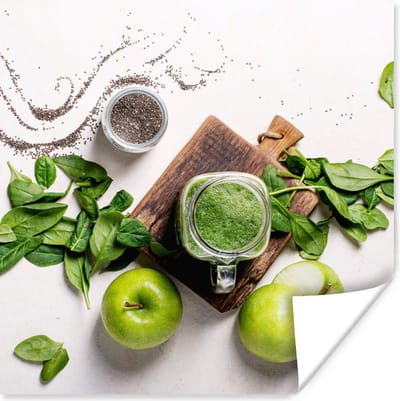 Poster Kruiden - Appel - Smoothie - 100x100 cm XXL