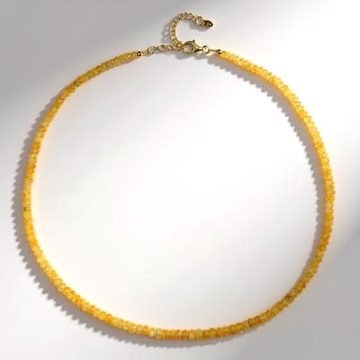 Cavill - Zilveren Halsketting Verguld Sterling Zilver - Braziliaanse Facetgeslepen Heliodoren 68,57 ct - Verstelbare Elegante Ketting Dames