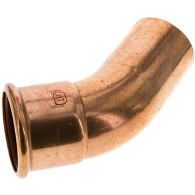 45 graden L-Perskoppeling - 54mm Persmof & 54mm Buiseinde - Koperlegering