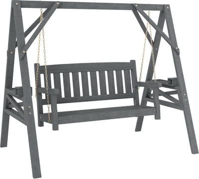 Outsunny Schommelbank-Dennenhout, Metaal-183B x 120D x 160H cm-Grijs