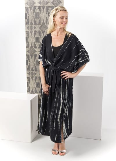 Donne del Sole - Kimono Ana - Zwart/crème - Strandkimono - Maat L/XL