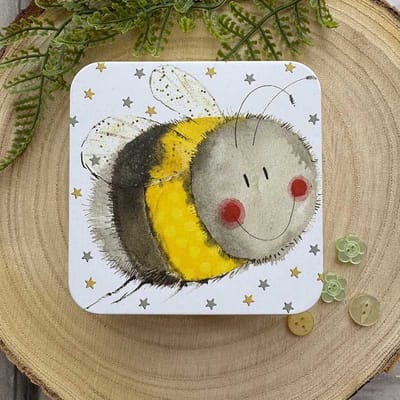 Alex Clark Square Tin Bee ~ Vierkant opbergblikje Bij