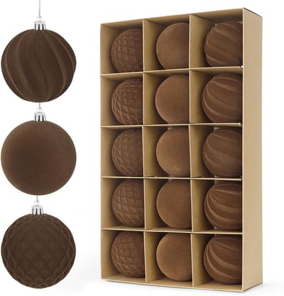Set van 15 Stuks Satijnen Kerstballen - Hangdecoraties, Beschermd Plastic, Sneeuw Effect voor Feestdagen en Party Decoraties