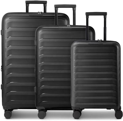 d & n Toronto 4 wielen Kofferset 3-delig met uitbreidingsplooi - Harde bagage - TSA slot - black
